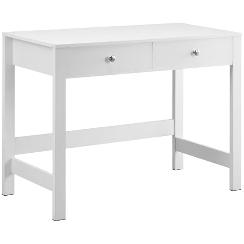 VEVOR Small Desk with Drawers, 39 Inch Wide Computer Desk with Storage, Wooden Table for Home Office, Vanity Desk with Drawers, Study Table for Adults/Students for Drawing, Reading, Writing - size: 39.37"D x 18.90"W x 29.57"H