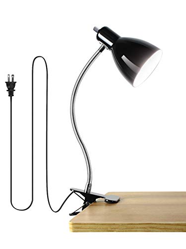 LALISU Desk lamp Eye-Caring Table Lamps, 360°Rotation Gooseneck Clip Lamp | Reading Desk Light Portable Reading Book Light Clamp Study Desk Lamps for Bedroom and Office Home Lighting (Black) - color: Black