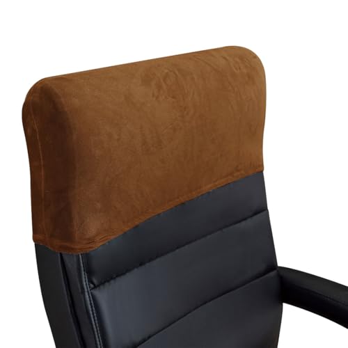 Stretch Office Chair Headrest Cover, Velvet Headrest Protector for Office Chairs, Head Rest Covers for High Back Computer Chairs, Furniture, Recliner Chair, 1 Pack, Caramel - color: Velvet, Caramel, size: 1 Pack
