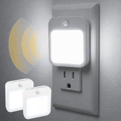 Plug-in Night Light with Motion Sensor, Dusk-to-Dawn Light Sensor - color: Cold White