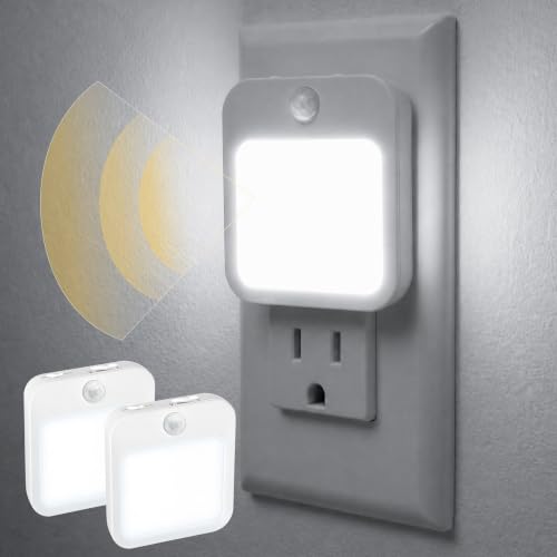 Plug-in Night Light with Motion Sensor, Dusk-to-Dawn Light Sensor - color: Cold White