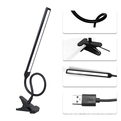 Black LED Easel Lamp Clip-On Art Light for Artists - 3 Colour Modes, 10-Level Dimmable Eye-Care Desk Lamp, Flexible 360° Gooseneck, USB Powered for Painting, Drawing, Headboards, Drafting Tables - color: Black