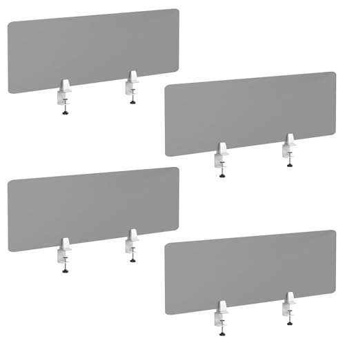 Desk Divider 4 Pcs Desk Privacy Panel 47.2''L x 15.8W'' Office Partitions Grey Acrylic Panel Pack of 4 Desk Divider Partition with Adjustable Universal Base Brand: Yeaborn - size: 47.2''L x 15.8W''