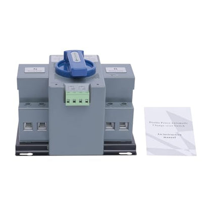 Dual Power Automatic Transfer Switch 63A 2P/4P 110V Generator Changeover Switch Tool Electronic Power Circuit Breaker Controller 50HZ/60HZ (2P/63A Blue)