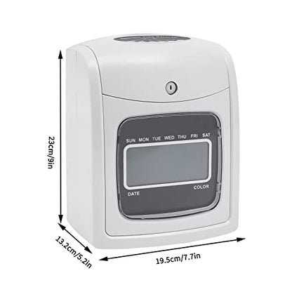 Time Clock Punch Machine, Modern Starter Time Clock Bundle with 50 Cards, 1 Backup Ribbon, 2 Keys and LCD Display, Wall-Mounted/Desktop Employee Time Clock for Small Business White