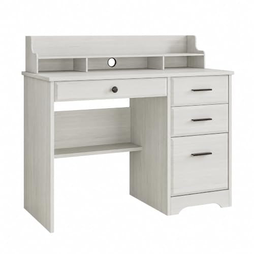 4 EVER WINNER Small Desk with Drawers for Small Spaces, 44'' Computer Desk with File Cabinet & Monitor Stand, Wood Writing Desk for Bedroom, Living Room, Off White - color: Off White