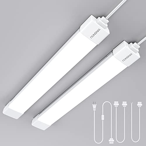 WNSNOU Plug-and-Play LED Shop Light - Waterproof, Linkable, 18W 2000LM, 5000K, with NO/Off Switch - Perfect for Ceiling, Closet, and Workshop - 2FT (2PCS) - size: 2FT-2PCS