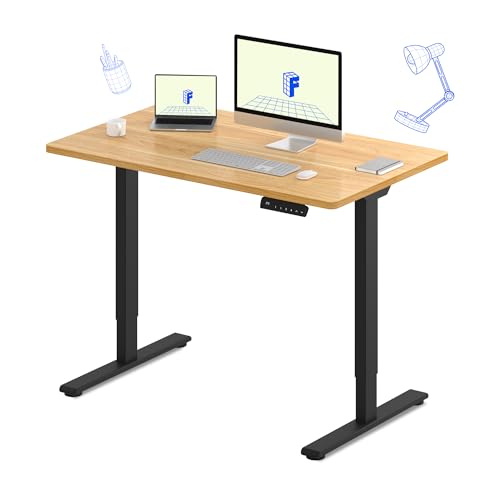 FLEXISPOT E3 Dual Motor Electric Standing Desk 48 x 30 Sit Stand Up Desk, Holds 220 lbs, Adjustable Height w/Memory Presets, One-Piece Maple Desktop & Black Frame, Ships in 2 Boxes - color: Black Frame + Maple Top, size: 48"x30" Whole-piece