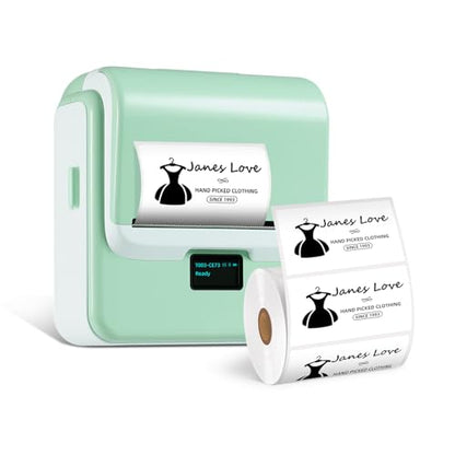 ORGSTA Label Maker Machine with Tape, Bluetooth Thermal Label Printer | Compatible with Phone & PC, Sticker Printer for Small Business, Home, School, Office, Thermal Barcode Printer - color: Green