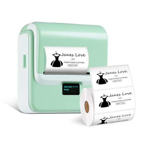 ORGSTA Label Maker Machine with Tape, Bluetooth Thermal Label Printer | Compatible with Phone & PC, Sticker Printer for Small Business, Home, School, Office, Thermal Barcode Printer - color: Green
