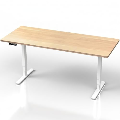 VIVO Light Wood 71 x 30 in Standing Desk, DESK-KIT-2EW71C - color: Light Wood Top / White Frame, size: 71 x 30 inch