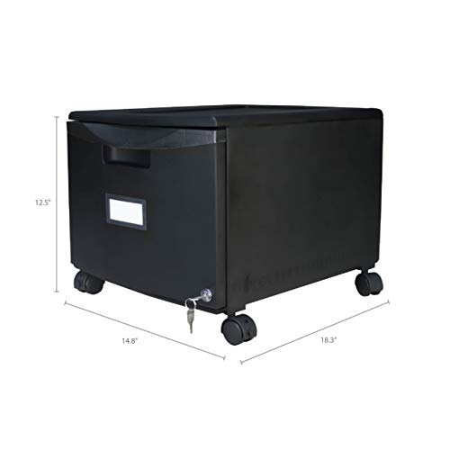 Storex Single-Drawer Mobile Filing Cabinet, 1 Legal/Letter-Size File Drawer, Black, 14.75" X 18.25" X 12.75" - color: Black, size: 1-Pack, style: 1-Drawer, With Casters