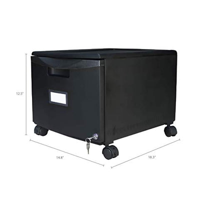 Storex Single-Drawer Mobile Filing Cabinet, 1 Legal/Letter-Size File Drawer, Black, 14.75" X 18.25" X 12.75" - color: Black, size: 1-Pack, style: 1-Drawer, With Casters