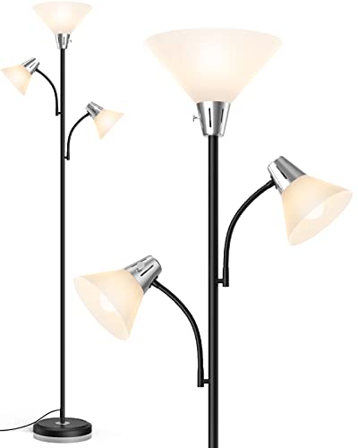 LEPOWER Floor Lamp, Bright Standing Lamp with Replaceable 3000K LED Lights - style: Floor Lamp (3 heads)