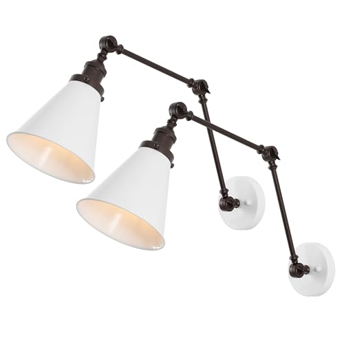 JONATHAN Y Rover 1-Light Wall Sconce 7", White/Oil Rubbed Bronze, Set of 2 - color: White/Oil Rubbed Bronze, size: Set of 2
