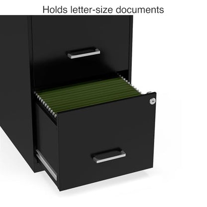 Staples 2-Drawer Vertical File Cabinet, Letter Size Documents, Lockable, 18.9" D x 14.3" W x 24.1" H, Black - color: Black, style: 1 Pack