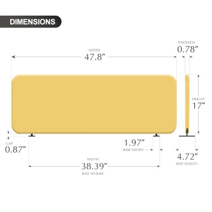 DECOLAB Free Standing Desk Divider, Table Partition 48''x18'' Butter - color: Butter