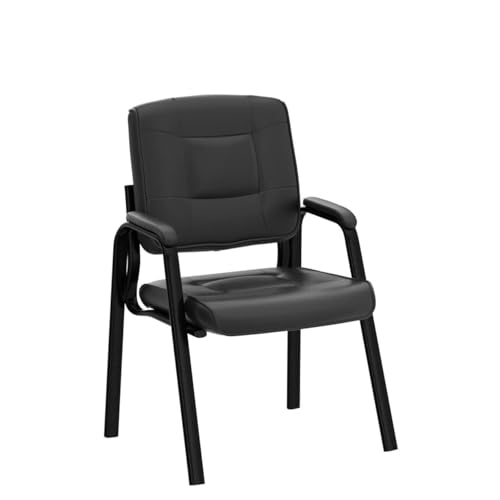 Naomi Home Faux Leather Guest Reception Chair with Armrests - Black | Reception Chairs with Armrests for Lobby , Medical Waiting Room, or Conference Room Seating, Black Set of 2 Upholstery - color: Black, Faux Leather, style: Set of 2