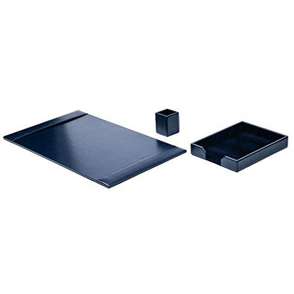 DACASSO Bonded Leather Desk Set - Luxury Leather Desk Pad & Desk Organization Essentials (Navy Blue, 3 Piece) - color: Navy Blue, style: 3 Piece