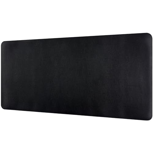 Desk Mat, Dual-Sided Pad, Large Mouse Pad, Natural Cork & PU Leather Non-Slip Waterproof Mats for Office and Home (Black, 31.5" x 15.7") - color: Black
