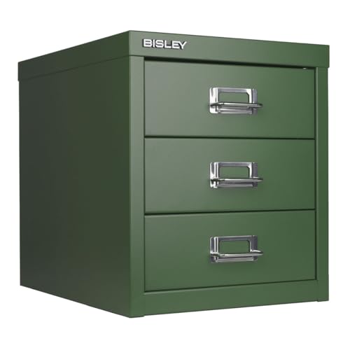 Bisley 3-Drawer Steel MultiDrawer Cabinet - Olive Green - color: Olive Green, size: 3 Drawer