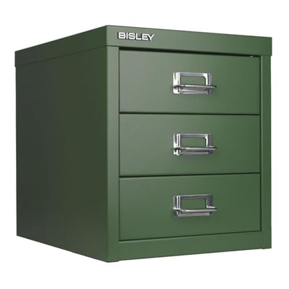 Bisley 3-Drawer Steel MultiDrawer Cabinet - Olive Green - color: Olive Green, size: 3 Drawer