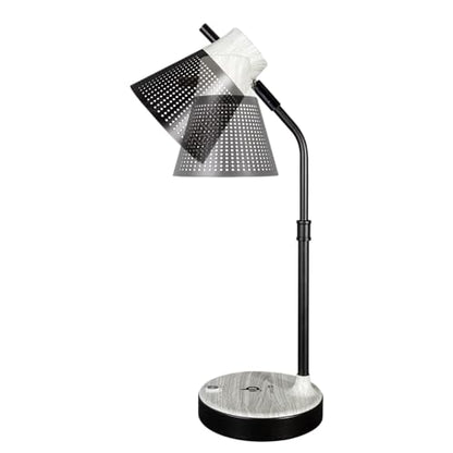 OttLite LED Table Lamp with Wireless Charging and USB, Black and Grey | ClearSun LEDs Reduce Eyestrain | 3 Color Temperature Modes | Movable Pivoting Shade | Extends 21"-25" Tall - color: Black