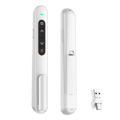 QUI Presentation Clicker with Volume Control, Wireless Presenter Remote | Plug & Play 2.4GHz USB Slide Advancer Compatible with Mac/Windows, Works with PowerPoint, Keynote, and Google Slides - color: White, size: L