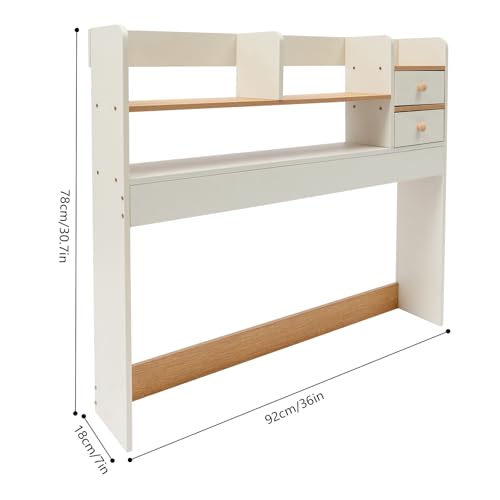 Desk Shelf 3 Tier Multipurpose Desktop Bookshelf with 2 Drawers Desktop Storage Organizer Desk Display Rack for Study Rooms Offices Bedrooms