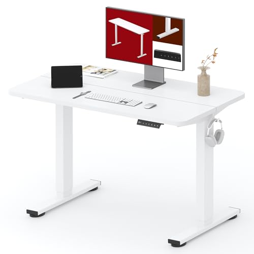 SANODESK 40''x24'' Height Adjustable Electric Standing Desk for Home Office | Sit Stand Desk with Splice Board for Home Office, Ergonomic Computer Workstation, Study & Gaming, White Frame/White Top - color: White Frame+ White Top, size: 40x24