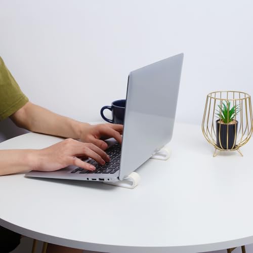 2pcs Adjustable Laptop Stands, White Plastic Notebook Computer Risers