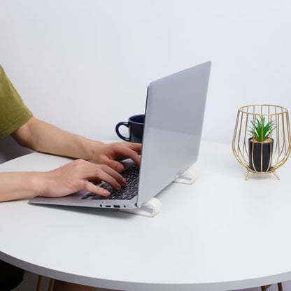 2pcs Adjustable Laptop Stands, White Plastic Notebook Computer Risers