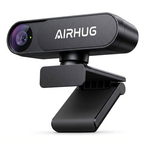 AIRHUG 4K UHD USB Webcam No Mic with Privacy Cover, USB Camera | 16MP Sony Sensor, PDAF Fast Focus, 63° Gold FOV, Auto Light Correction, Privacy Cover for Secure Meetings - style: 4K Webcam Without Mic