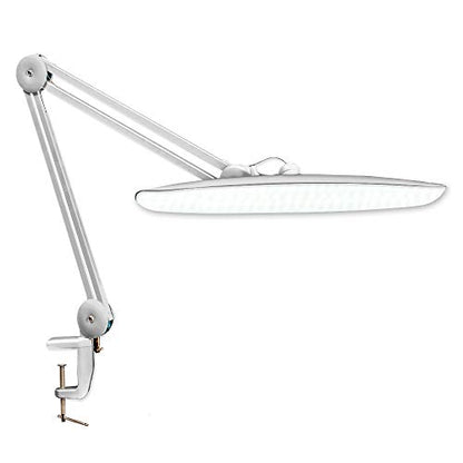 LED Desk Lamp with Clamp, Dimming Task Lamp for Reading Desktop Office Workbench Table Architect Sewing Study Home Craft, 117PCS LEDs, 2200 Lumens 20 Inch Metal Swivel Arm Work Lamp (Silver) | 117 SMD LEDs with 4 brightness levels provide eye-caring light