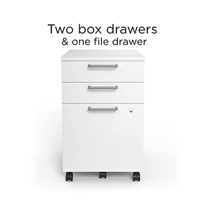 Union & Scale Mobile Pedestal File Cabinet with Wheels, 3-Drawer, Letter/Legal Compatible, White - size: 2 Pack, style: White