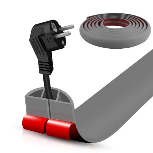 Floor Cord Cover Self Adhesive Cord Hider,10FT Cable Management, Extension Strip Protector for Wires, Prevent Cable Trips for Offices, Gyms, Exhibitions Cavity:0.39"(W) x 0.27"(H) Gray - color: Gray, size: 1.18" x 10'