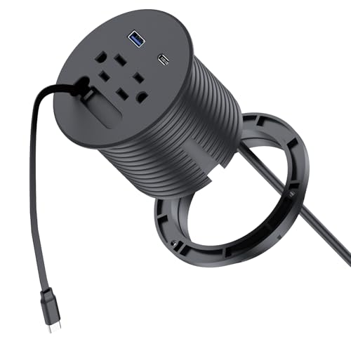 3'' Desk Power Grommet Built-in Retractable USB C Cables 20W USB-C/A