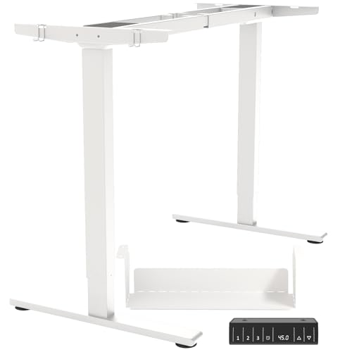 Dual Motor Standing Desk Frame, Electric Adjustable Legs with Memory Presets, Stand Up Desk Frame Workstation, with Cable Management Tray, 2pcs Headphone Hook, for Home Office
