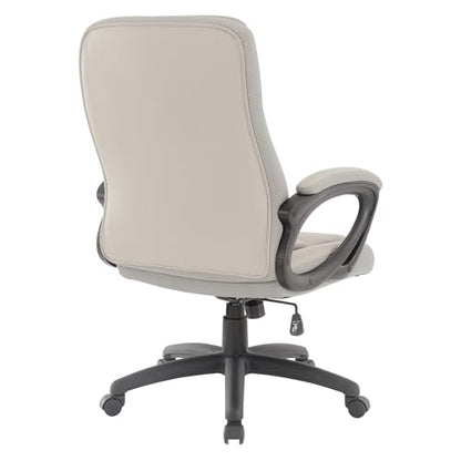 Office Star FL Series Executive Seating Faux Leather Manager's Adjustable Office Chair with Padded Arms, Taupe with Grey Mesh Accents - color: Taupe
