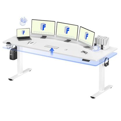 FLEXISPOT 79"x32" Height Adjustable Commercial Office Standing Desk - color: White, size: 79x32"