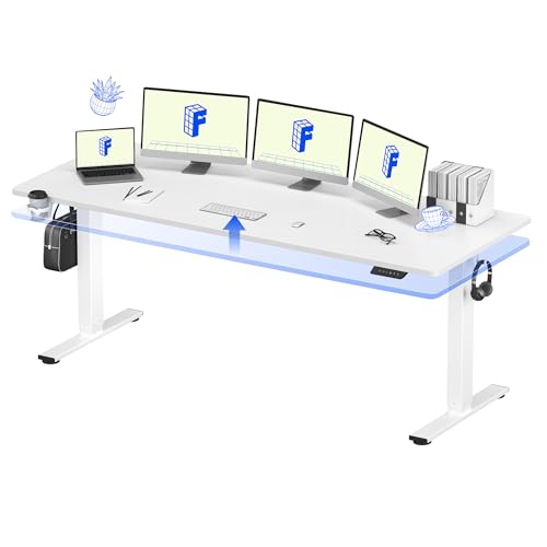 FLEXISPOT 79"x32" Height Adjustable Commercial Office Standing Desk - color: White, size: 79x32"