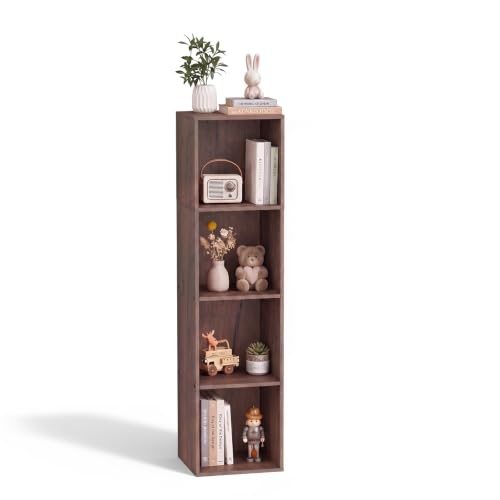 4 Cube Walnut Book Shelf, Tall Bookcase for Home Office Bedroom Living Room | Wooden Bookshelf, Wood Bookcase, Cube Bookcase, Cube Book shelf Storage, Shelf, Shelving,Wooden Cube Bookcase - color: Walnut, size: 4 Cube