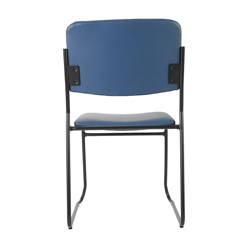 Flash Furniture Hercules Vinyl Stackable Chair with Sled Base, Navy | Vinyl Upholstery, 500 LBS. Weight Capacity - color: Navy Vinyl/Black Frame, size: Set of 1