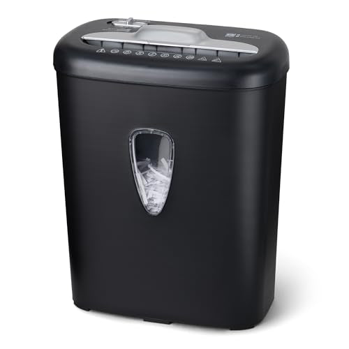 Amazon Basics 8 Sheet Cross Cut Paper and Credit Card Shredder with 4.1 Gallon Bin, Black - size: 8 Sheet