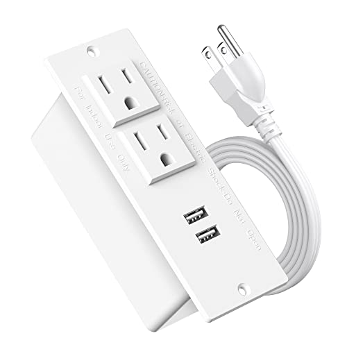 Conference Recessed Power Strip Socket 6.56Ft Cord,Desktop Power Grommet Power Strip with 2-Outlet & 2 USB Ports,Furniture Flush Mount Charging Station,Desk Outlet for Side Table or End Table(White) - color: White, size: 10W USB-A Ports