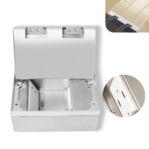 Recessed Flat Hidden Socket Kit with 4 * 15A Receptacle+2 * 4.8A USB Charging Ports+2-Port RJ45 Datacom Receptacle.Corrosive Resistant Hardware,Silver - color: Silver, size: Hidden two-row ground insert (4.8A A+A)
