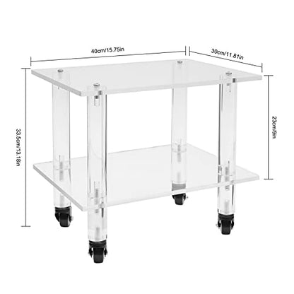 2-Tier Clear Office Rolling Cart Mobile Printer Stand Under Desk Printer Cart Storage Rack, for Storing Printers, Copy Paper, Faxes, Books, Etc