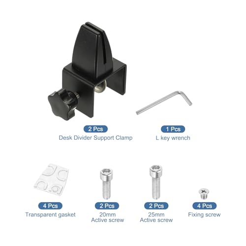 PATIKIL 1.8x1.3x2.1" Desk Divider Support Clamp 2Pcs Aluminum Desk Black - color: Black