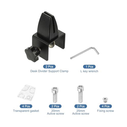 PATIKIL 1.8x1.3x2.1" Desk Divider Support Clamp 2Pcs Aluminum Desk Black - color: Black
