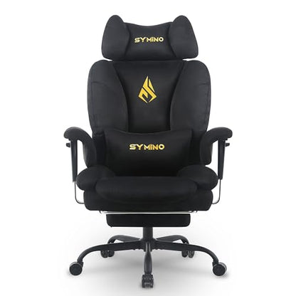 Symino Ergonomic Gaming Chair with Footrest & 155° Recline - color: Black-horn